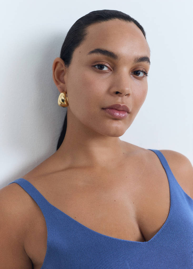 V-neck knitted top — Sky Blue