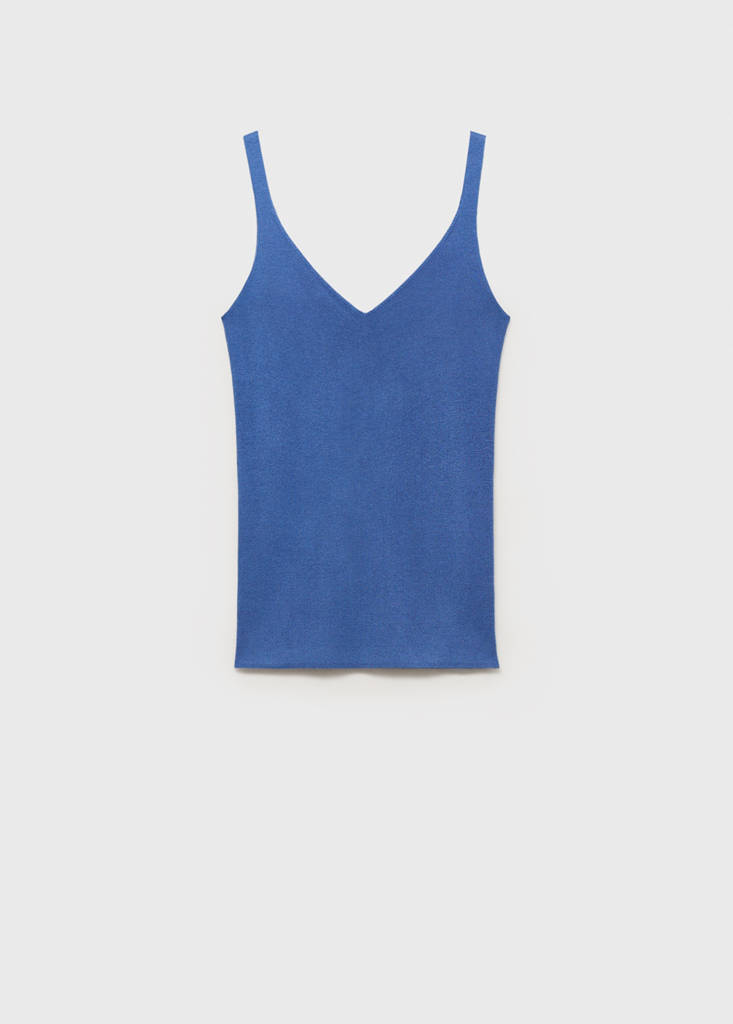V-neck knitted top — Sky Blue
