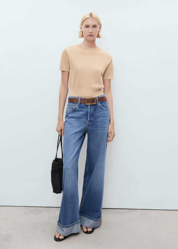 Short-sleeved crop sweater — Light/Pastel Grey