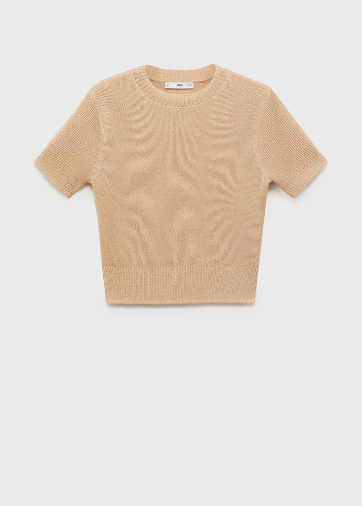 Short-sleeved crop sweater — Light/Pastel Grey