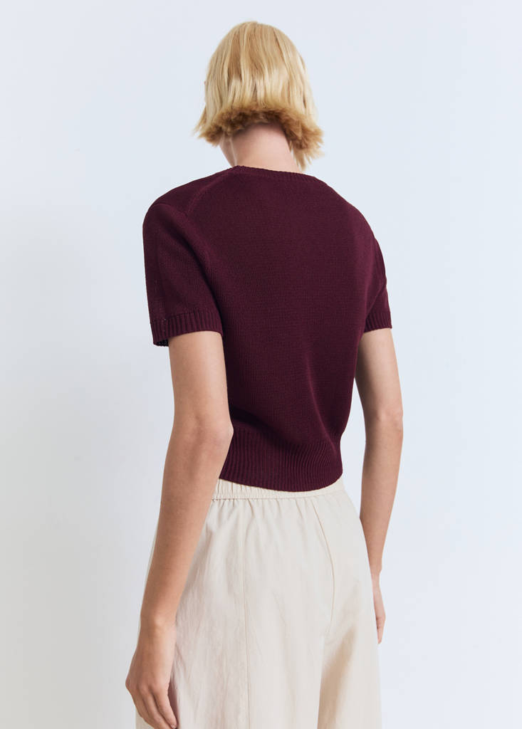Short-sleeved crop sweater — Burgundy