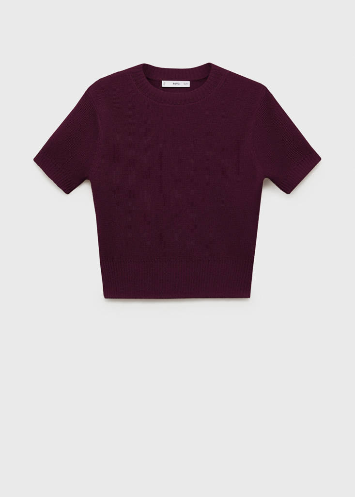 Short-sleeved crop sweater — Burgundy