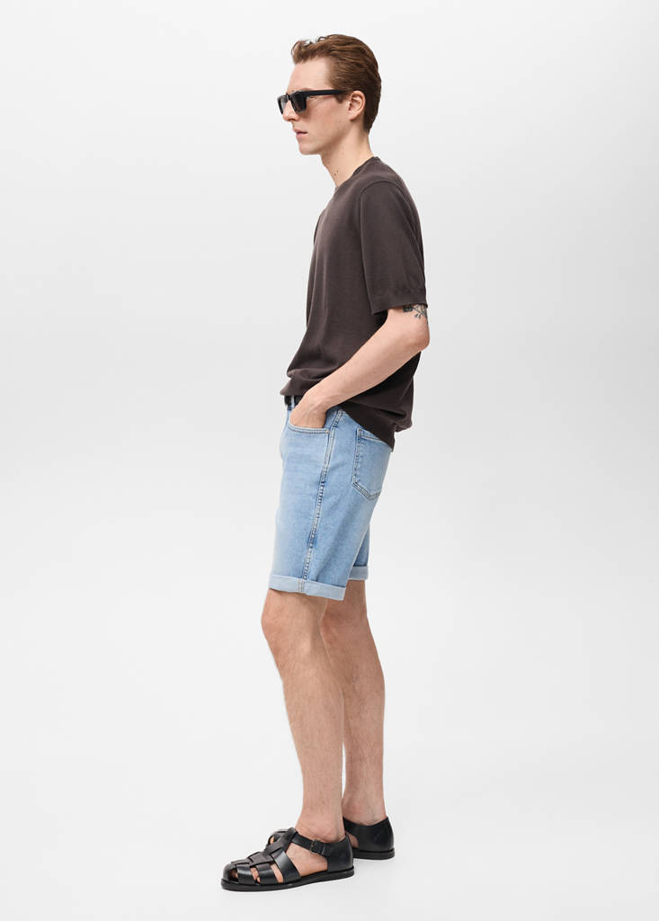Slim-fit denim bermuda shorts — Medium Blue