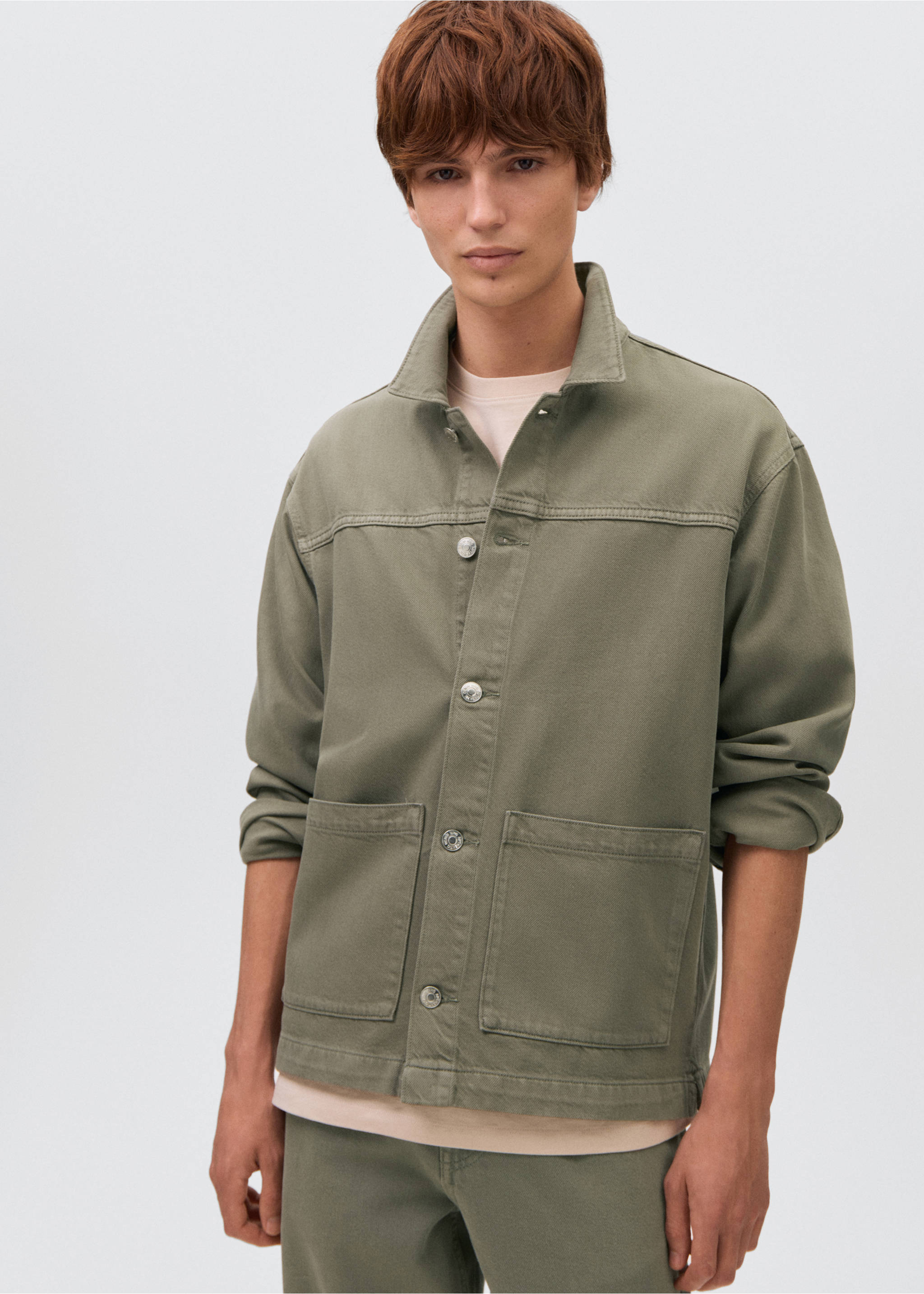 Sobrecamisa denim - Plano medio, Khaki. Ref: 17051224-00.