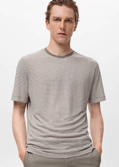 Striped slim-fit linen t-shirt — Off White 1