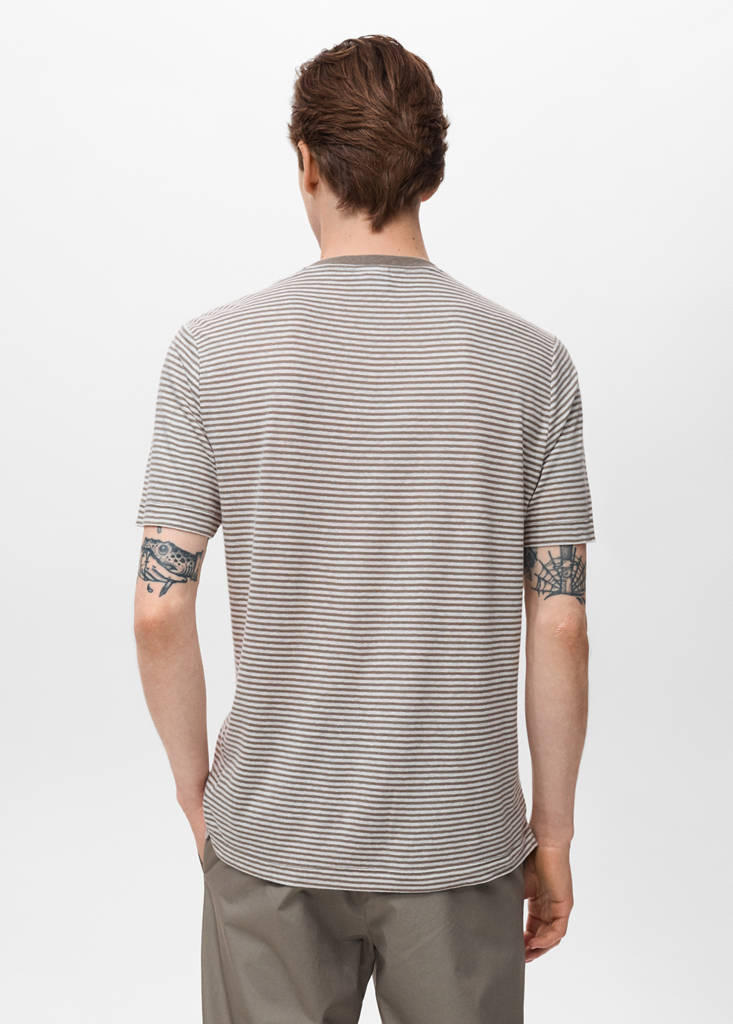Striped slim-fit linen t-shirt — Off White