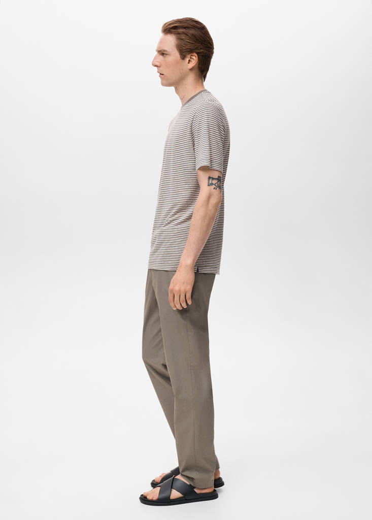 Striped slim-fit linen t-shirt — Off White