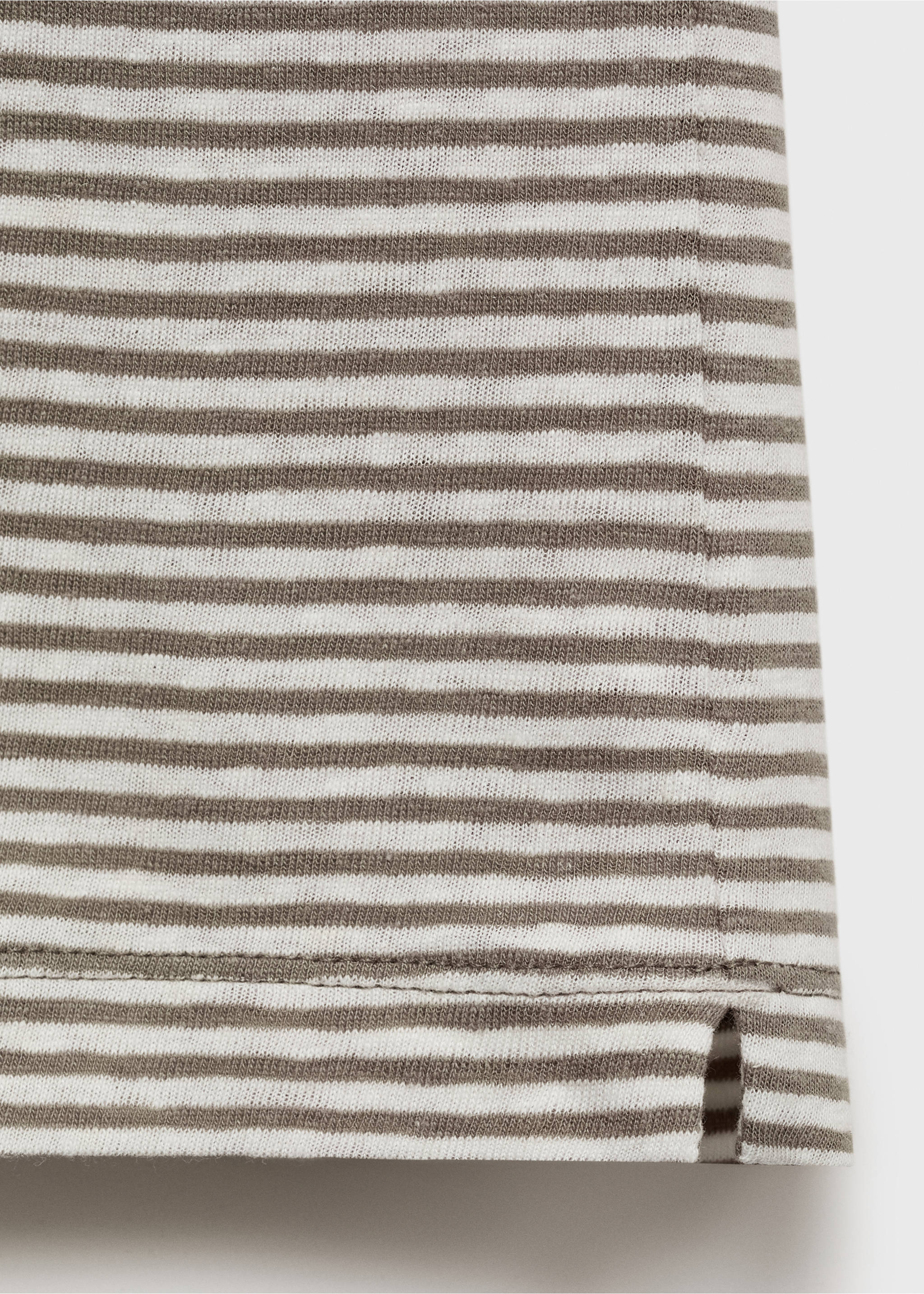 Striped slim-fit linen t-shirt - Details of the article 0, Off White. Ref: 17051228-00.