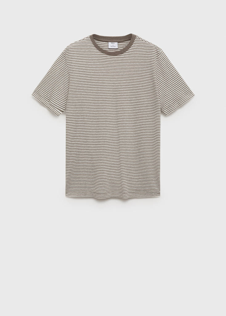 Striped slim-fit linen t-shirt — Off White