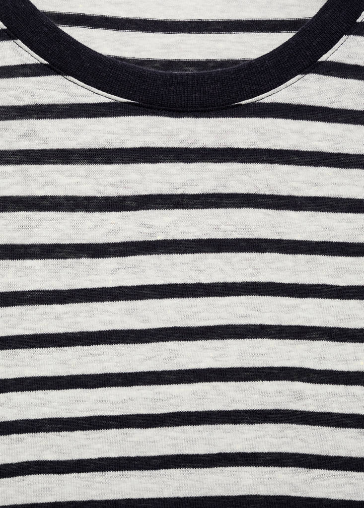 Striped slim-fit linen t-shirt — Navy