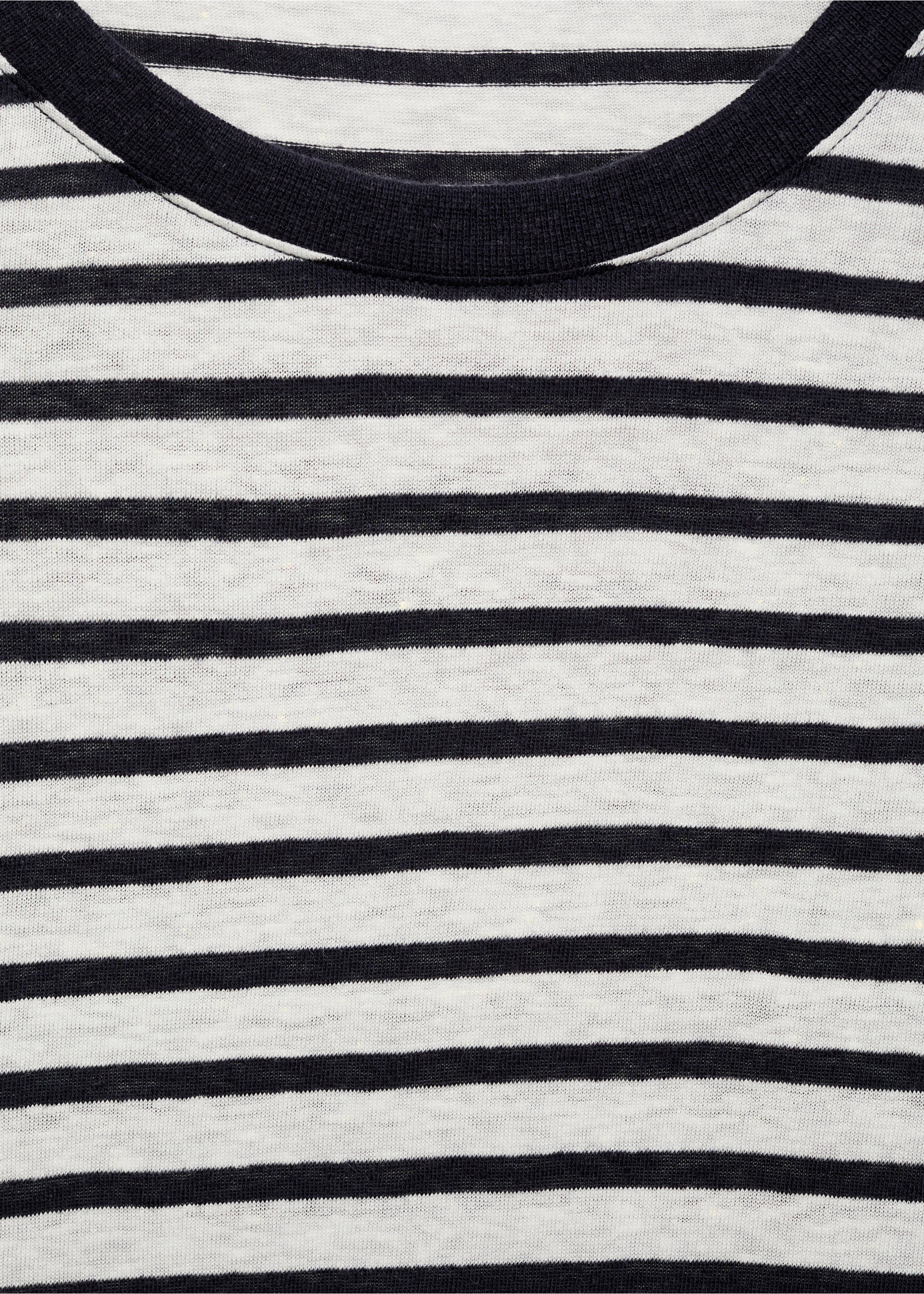 Striped slim-fit linen t-shirt - Details of the article 8, Navy. Ref: 17051228-00.