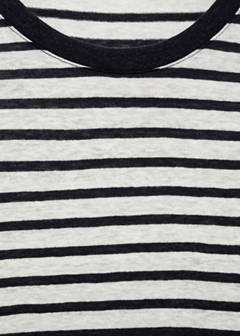 Striped slim-fit linen t-shirt — Navy 7