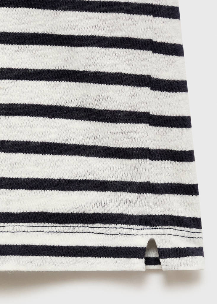 Striped slim-fit linen t-shirt — Navy