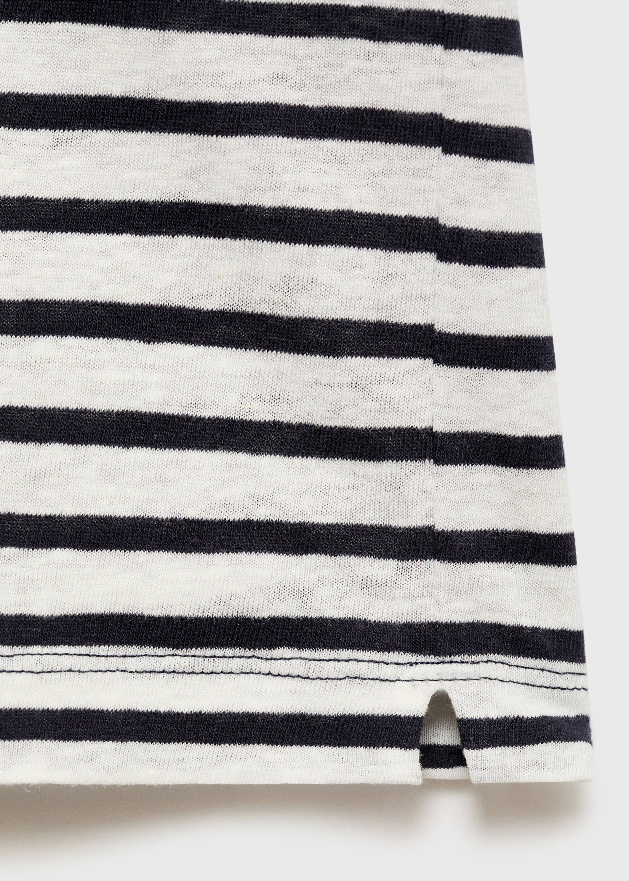 Striped slim-fit linen t-shirt - Details of the article 0, Navy. Ref: 17051228-00.