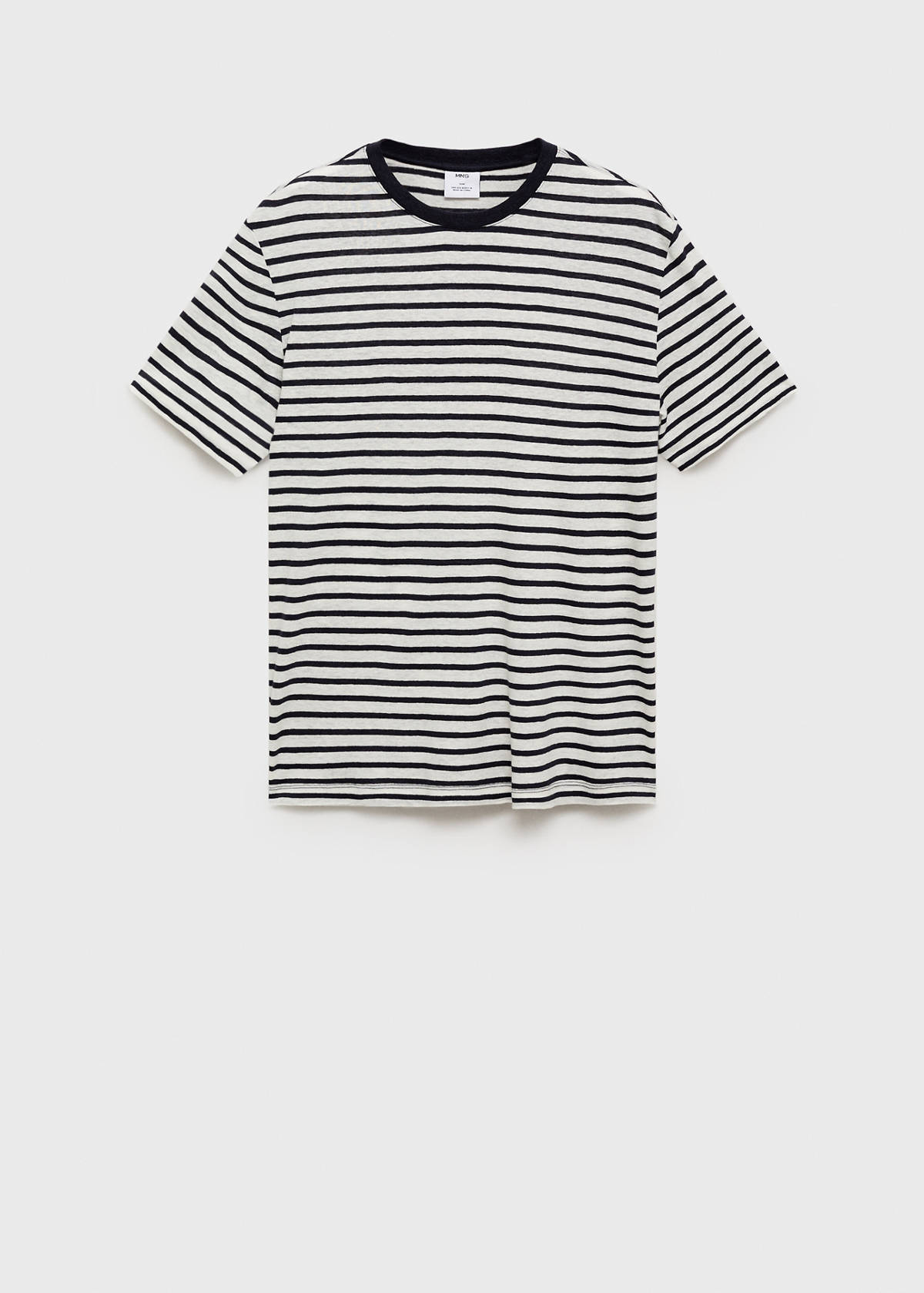 Striped slim-fit linen t-shirt — Navy