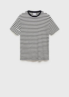 Striped slim-fit linen t-shirt — Navy 6