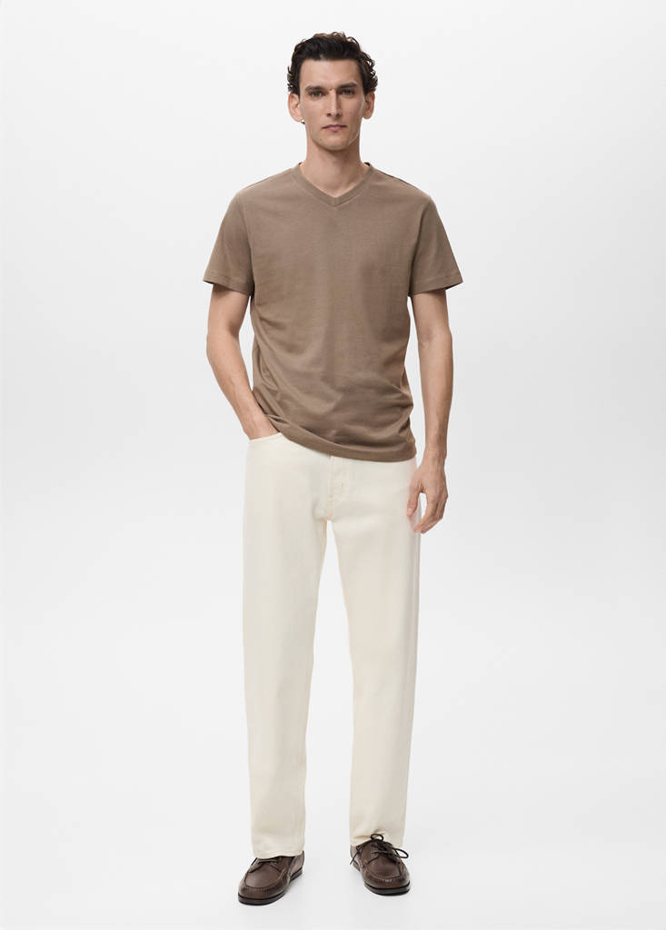 V-neck T-shirt — Brown