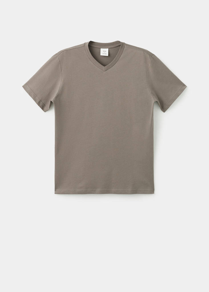 V-neck T-shirt — Brown