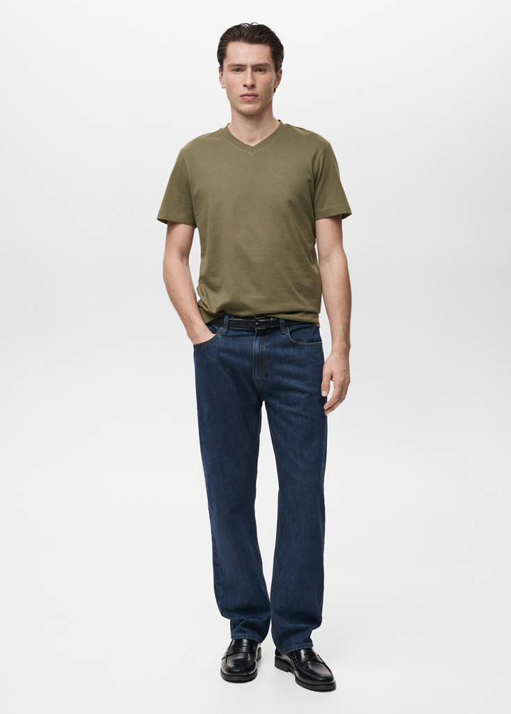 V-neck T-shirt — Olive Green