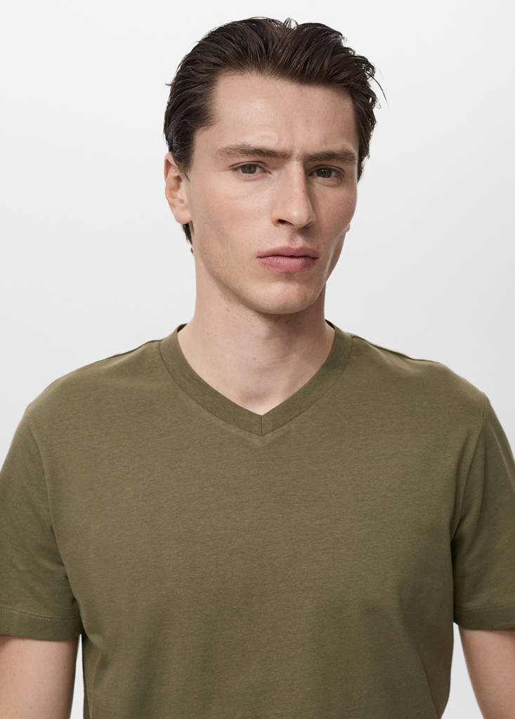 V-neck T-shirt — Olive Green