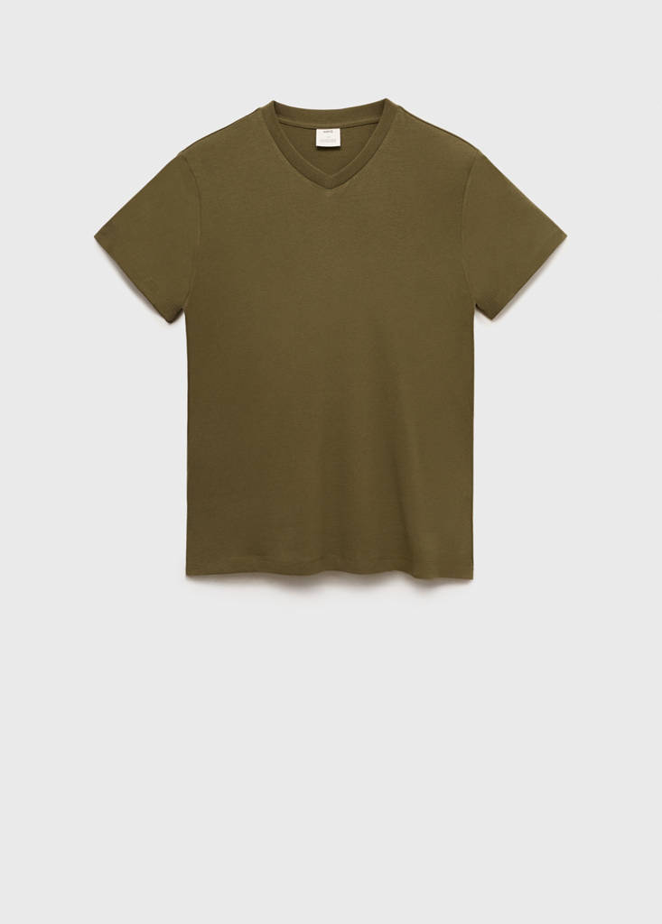 V-neck T-shirt — Olive Green