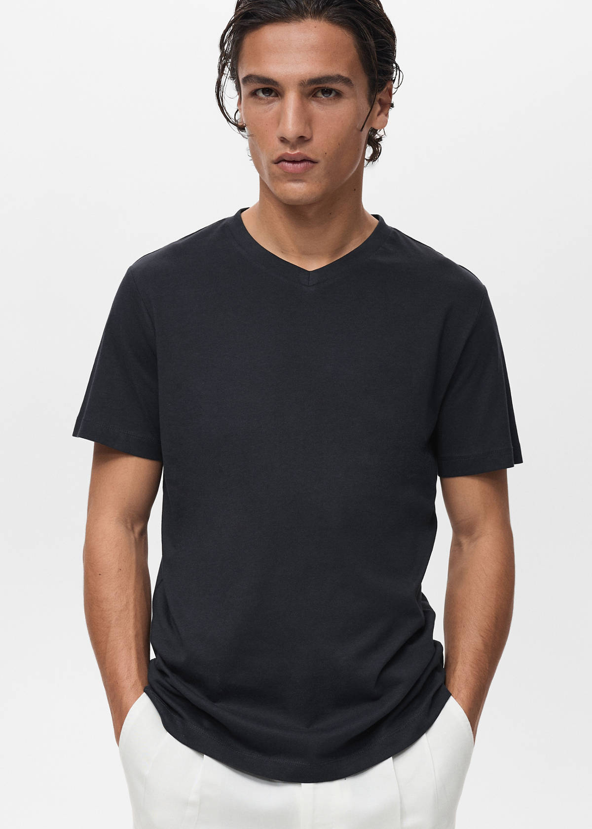 V-neck T-shirt — Dark Navy