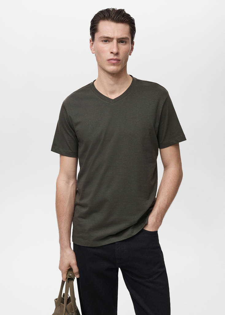 V-neck T-shirt — Charcoal