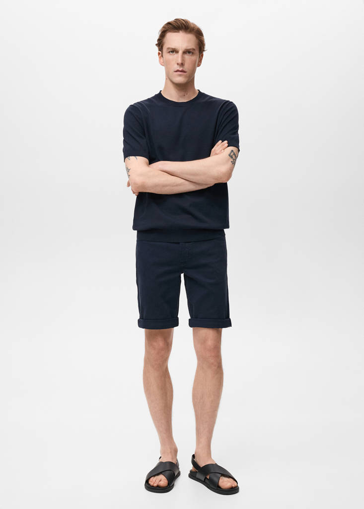 Slim-fit denim bermuda shorts — Navy