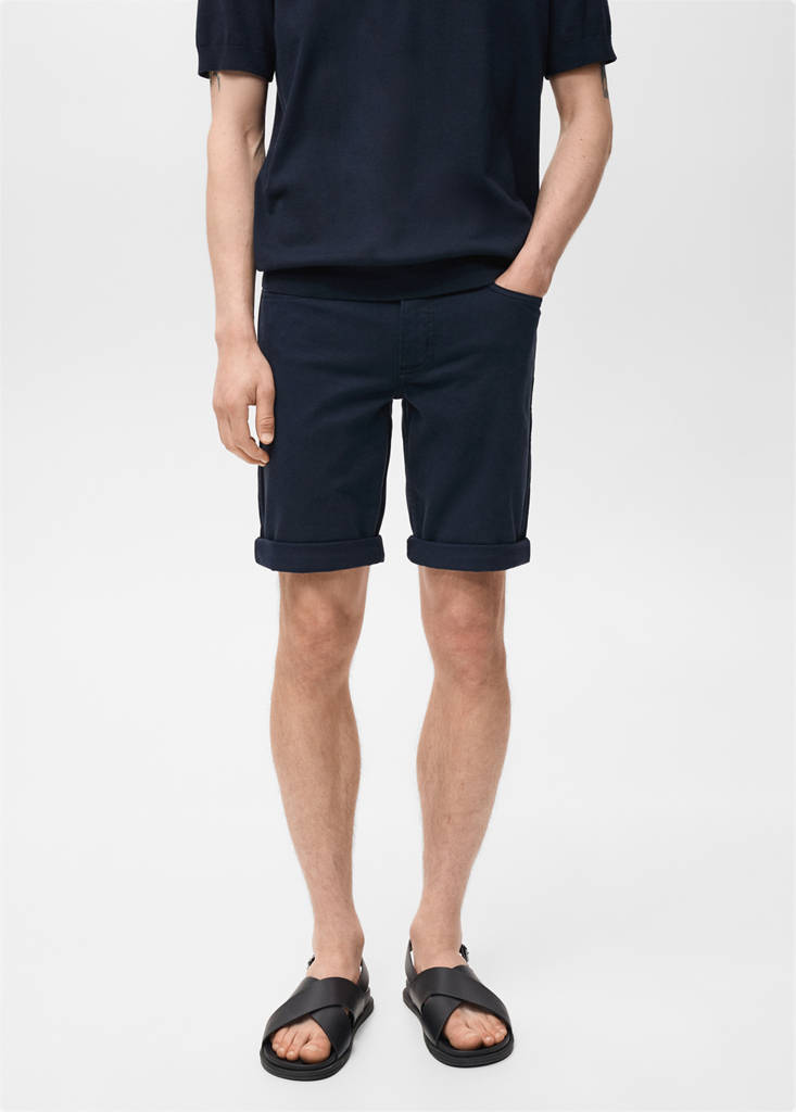 Slim-fit denim bermuda shorts — Navy