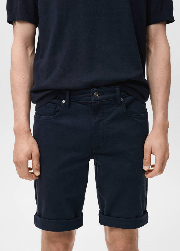 Slim-fit denim bermuda shorts — Navy
