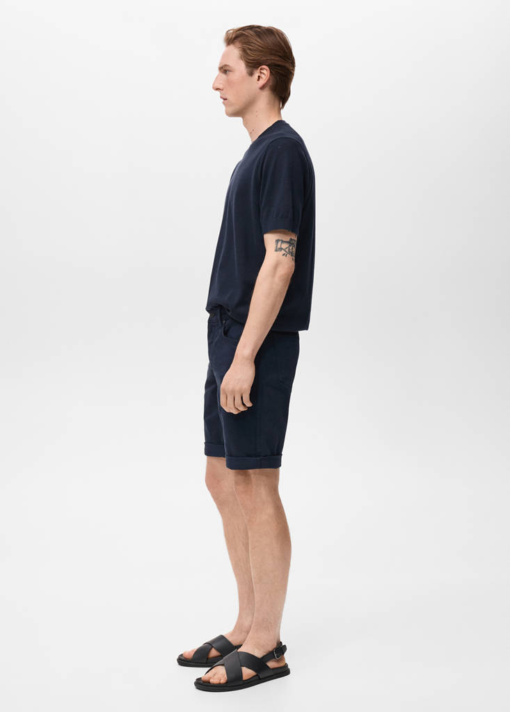 Slim-fit denim bermuda shorts — Navy