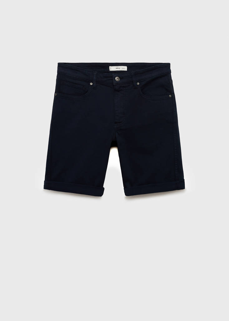 Slim-fit denim bermuda shorts — Navy