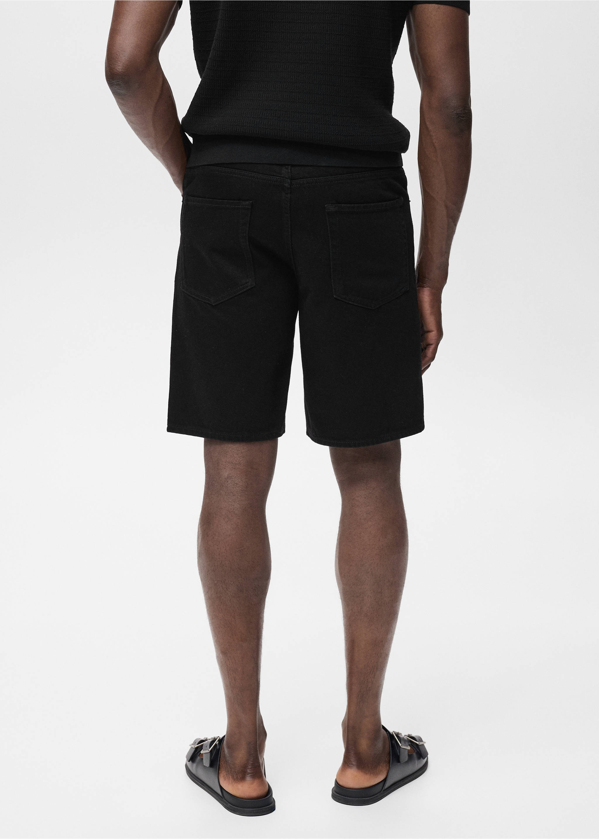 Regular fit jean bermuda şort - Ürünün arkası, Siyah denim. Ref: 17051231-00.