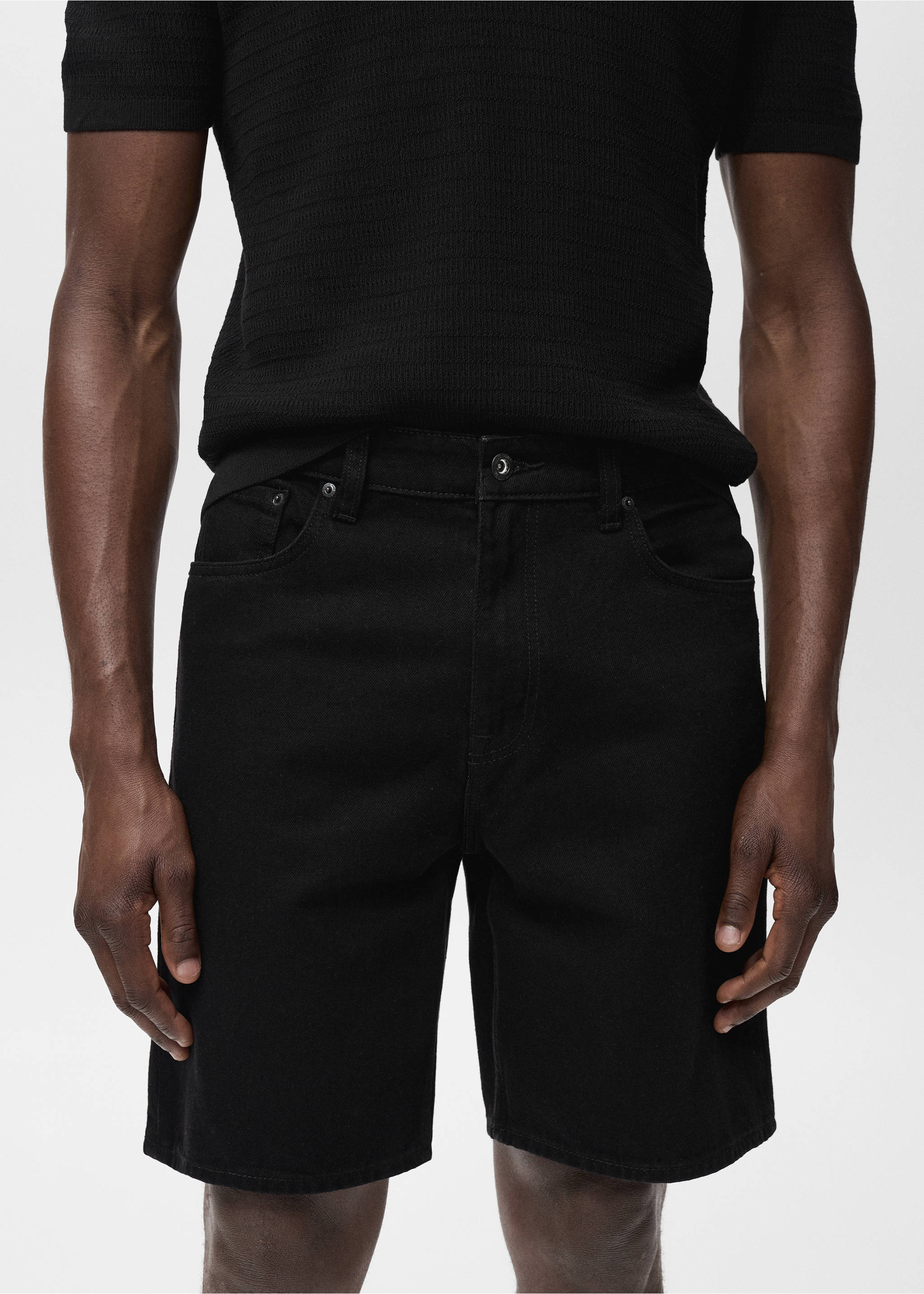 Regular fit jean bermuda şort - Ürün detayı 1, Siyah denim. Ref: 17051231-00.