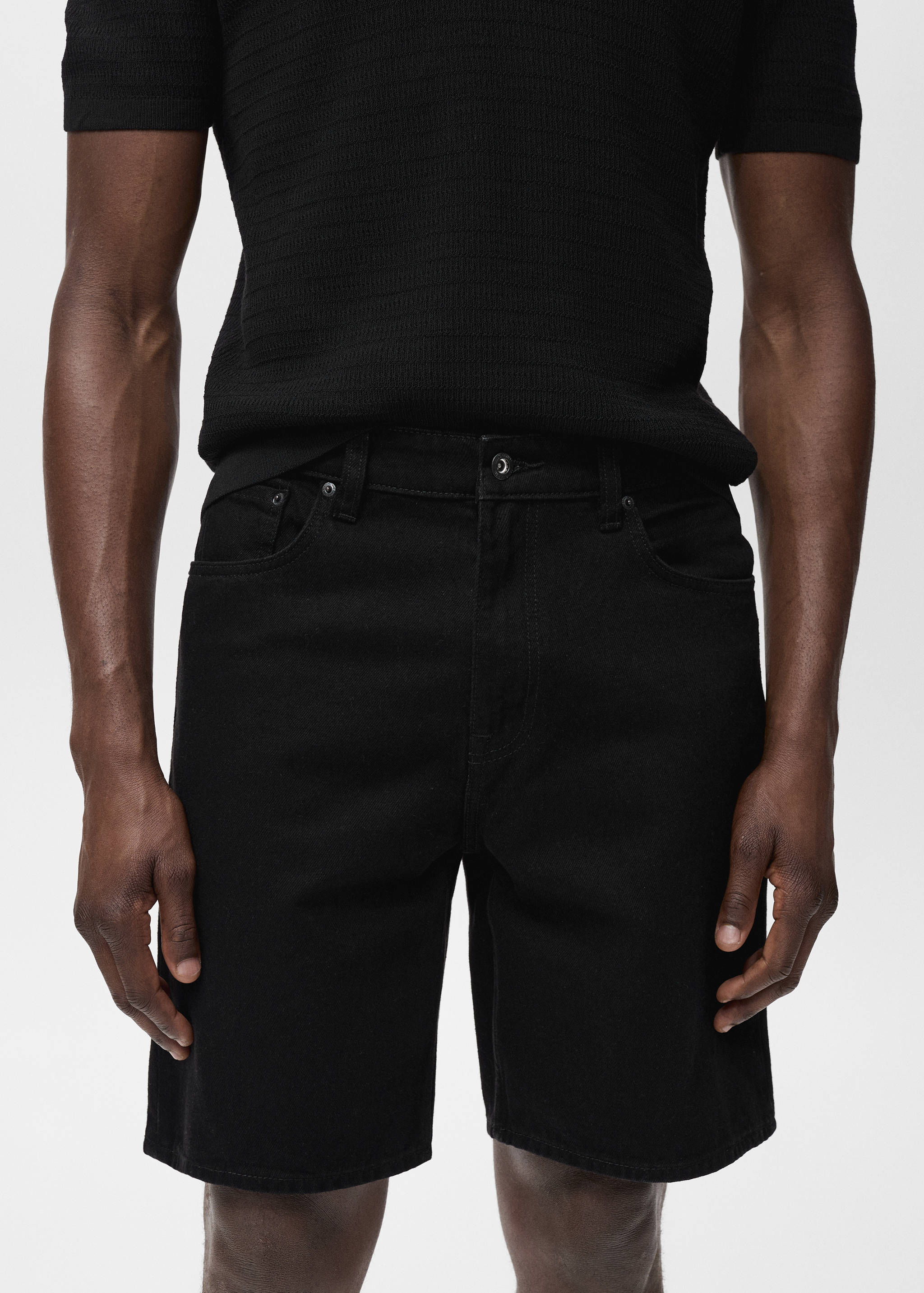 Regular-fit denim shorts - Details of the article 1