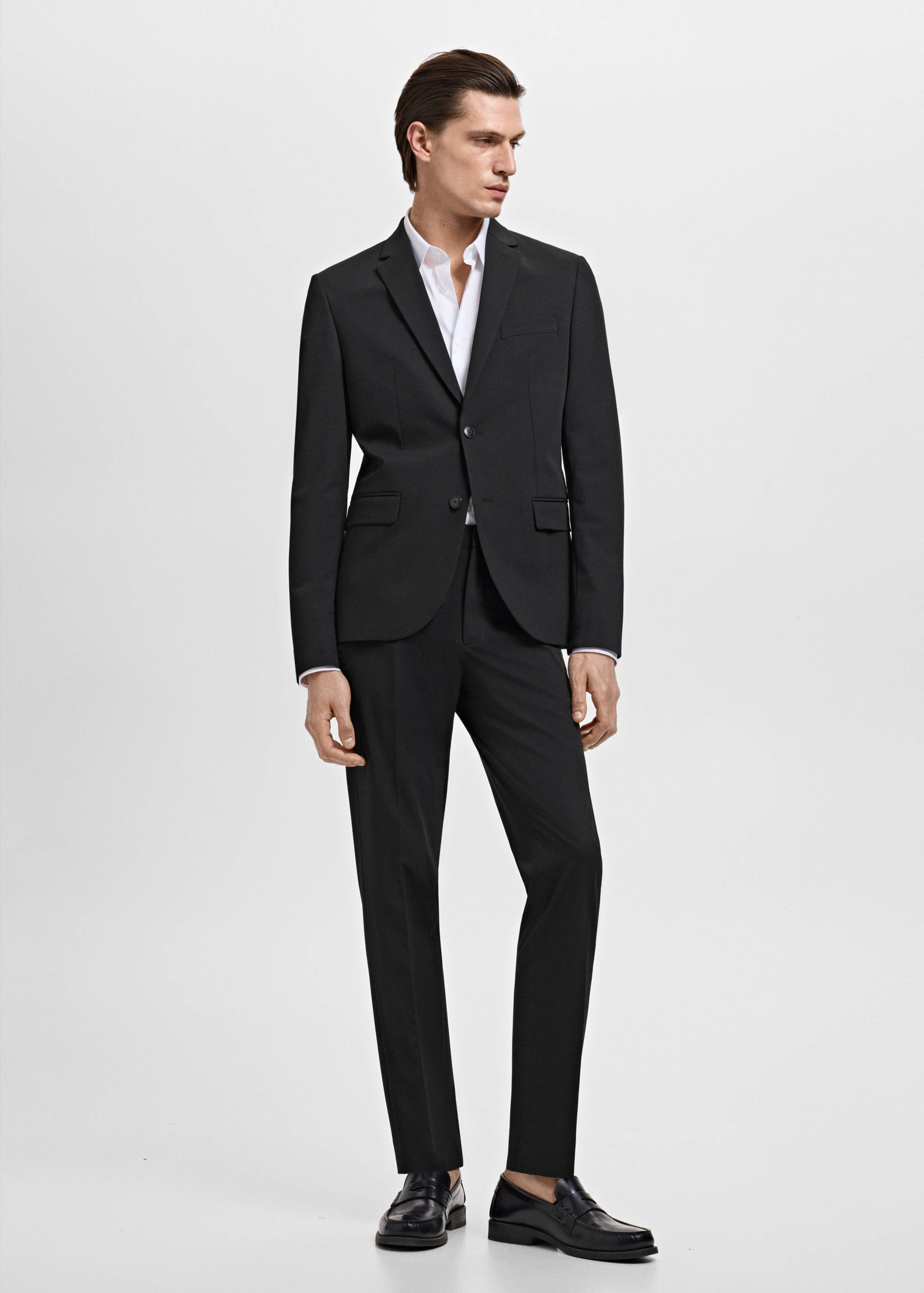 Stretch fabric super slim-fit suit trousers - General plane