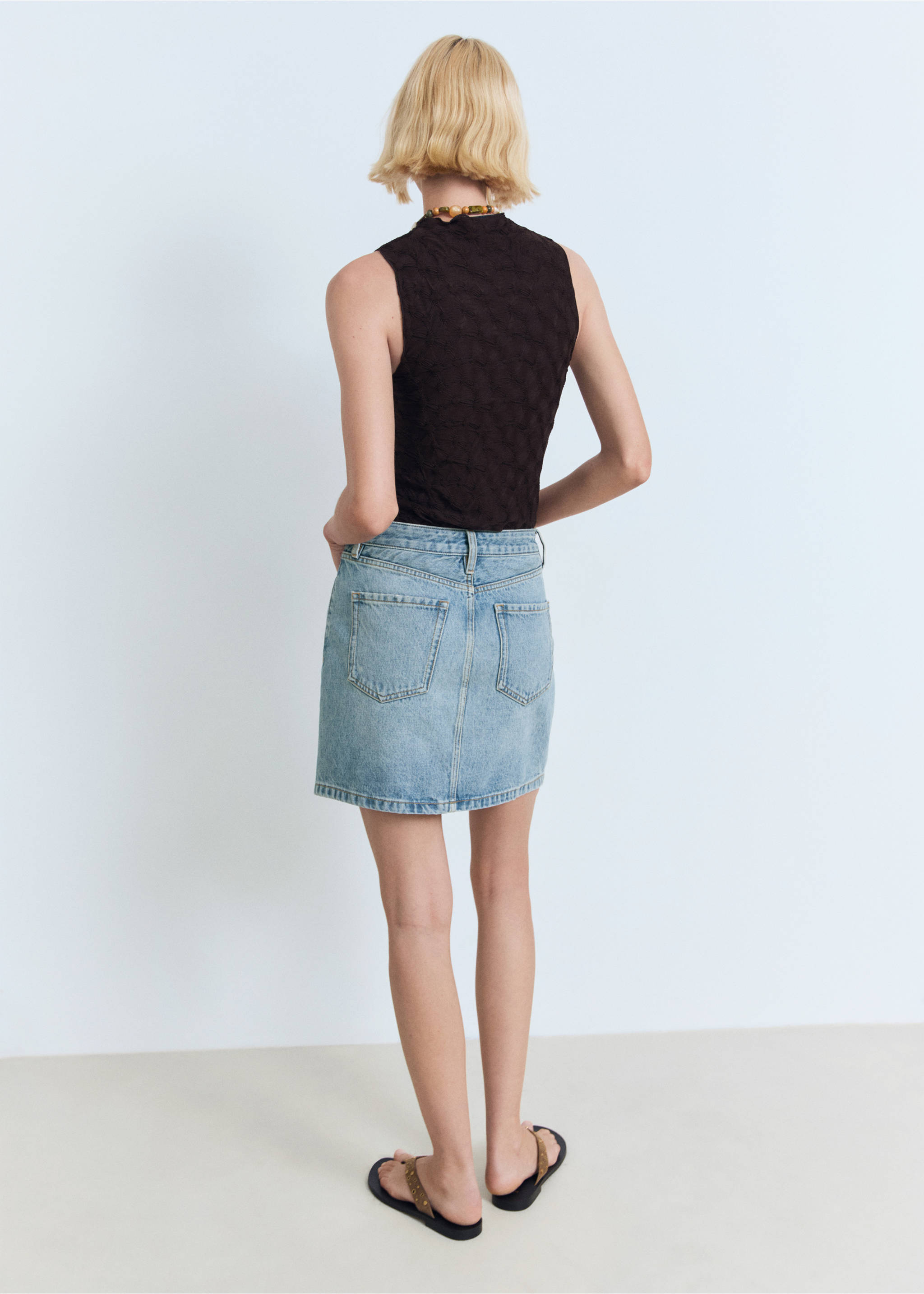 Short denim skirt - Reverse of the article, Medium Blue. Ref: 17051235-00.