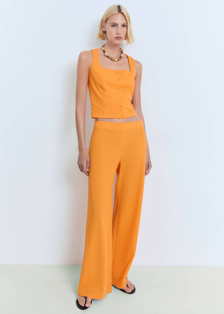 Flowy straight-fit trousers — Orange