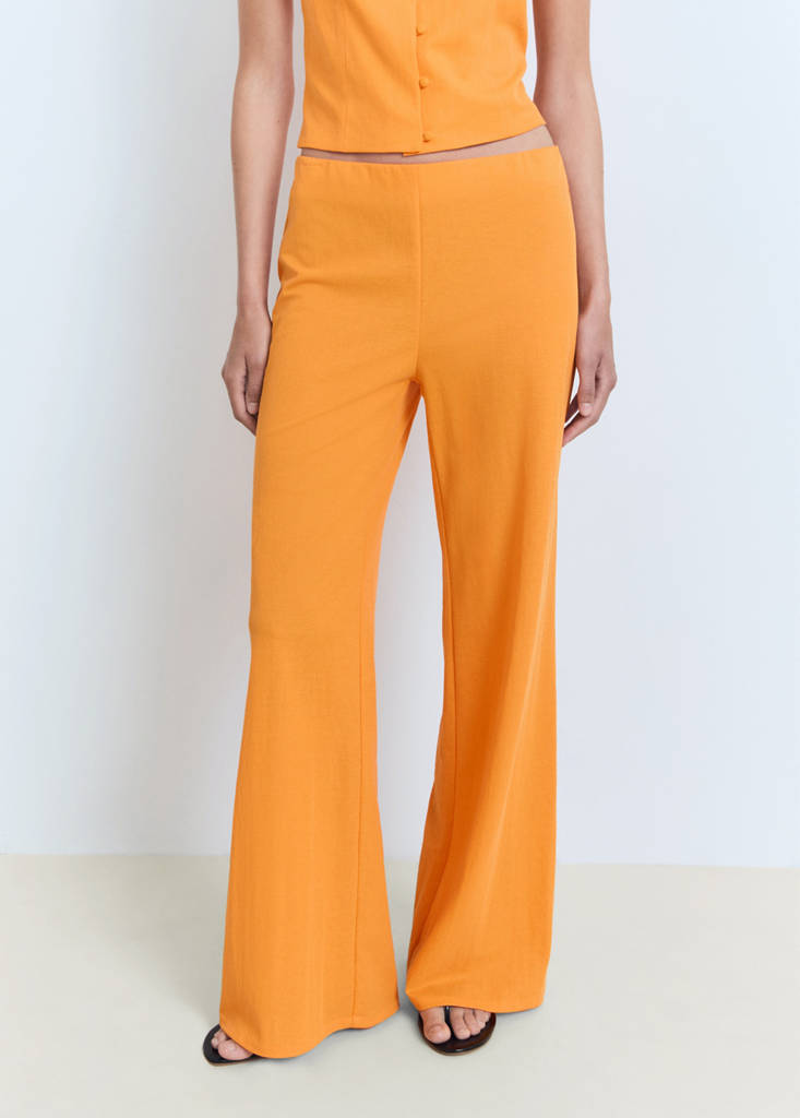 Flowy straight-fit trousers — Orange