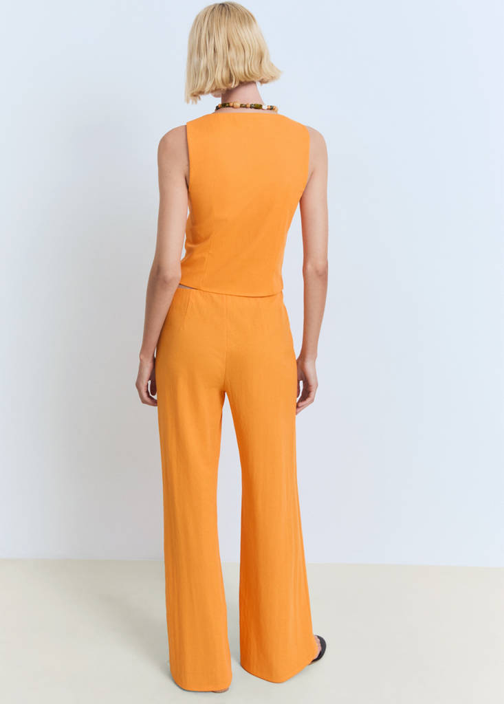 Flowy straight-fit trousers — Orange