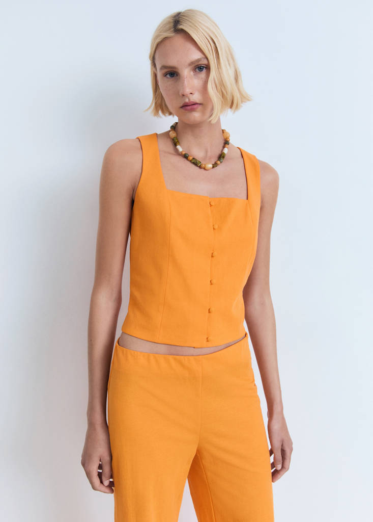 Flowy straight-fit trousers — Orange