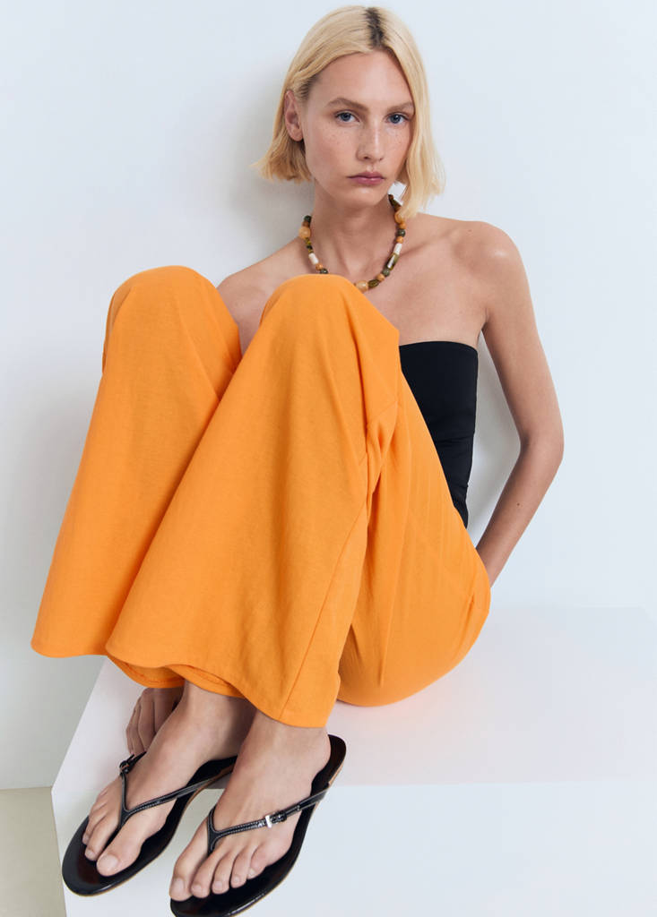 Flowy straight-fit trousers — Orange