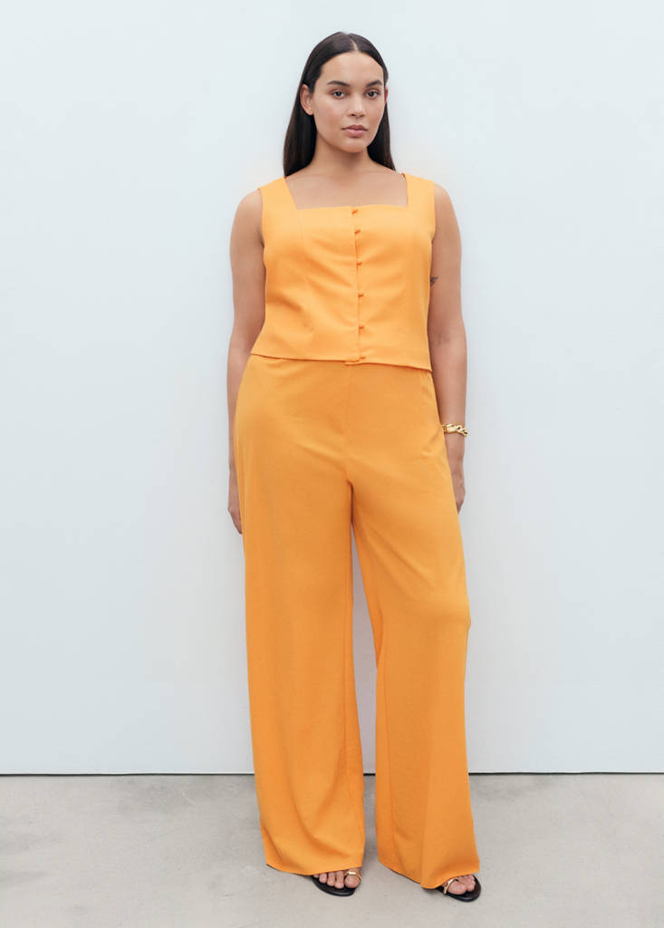 Flowy straight-fit trousers — Orange