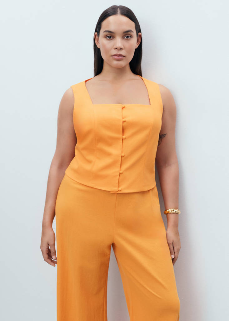 Flowy straight-fit trousers — Orange