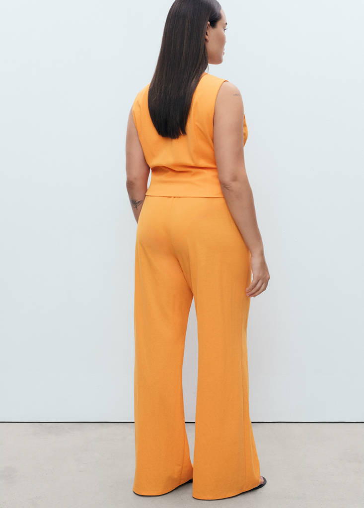 Flowy straight-fit trousers — Orange