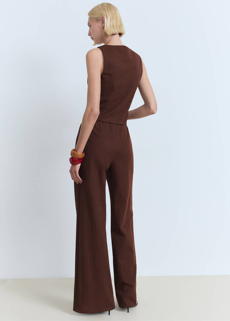 Flowy straight-fit trousers — Chocolate