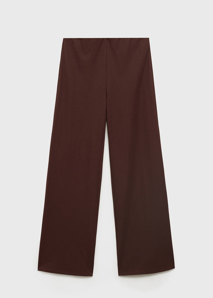 Flowy straight-fit trousers — Chocolate