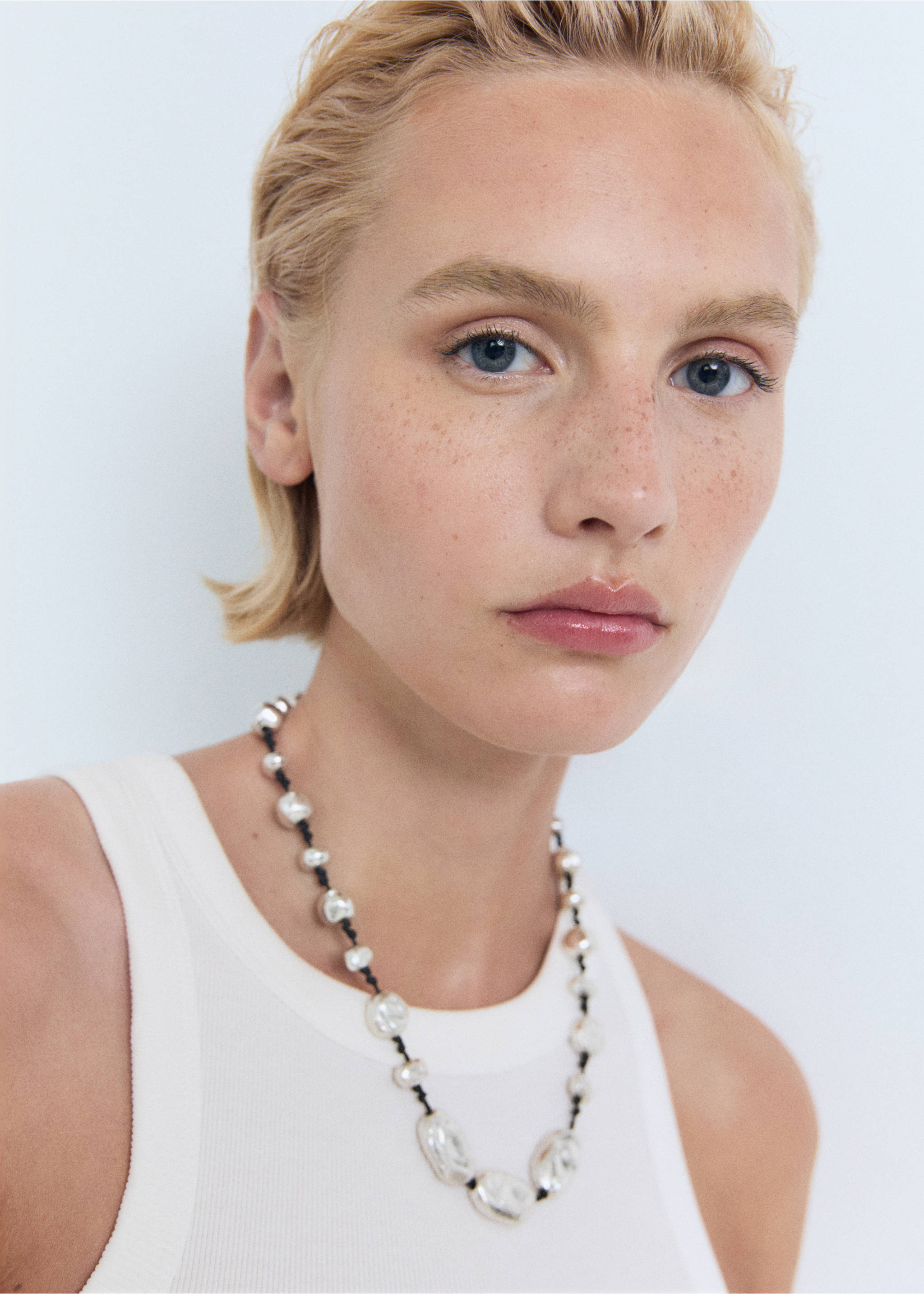 Ribbed cotton-blend top - Details of the article 1, White. Ref: 17051239-00.
