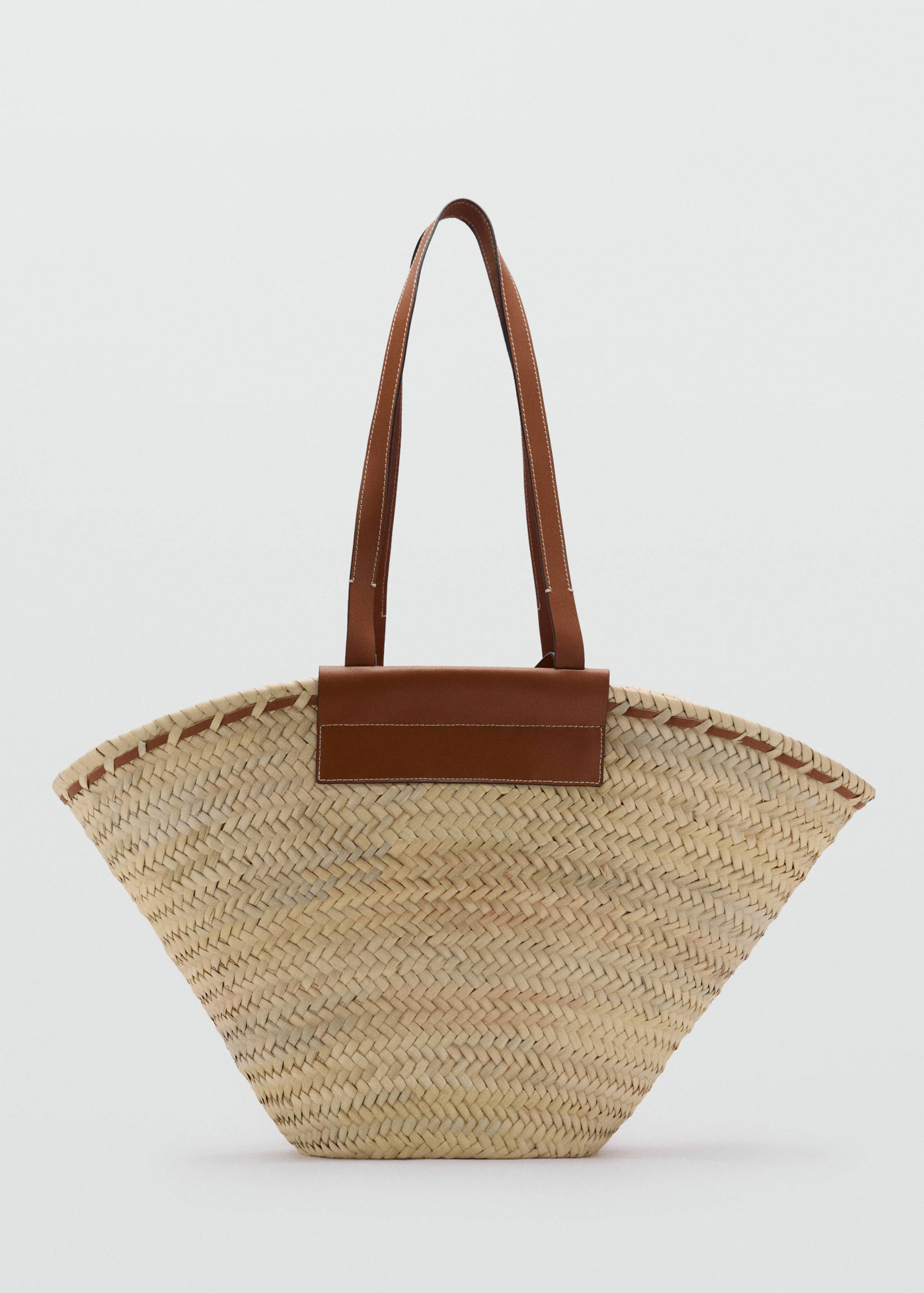 Large natural fibre basket with leather handle - Article without model