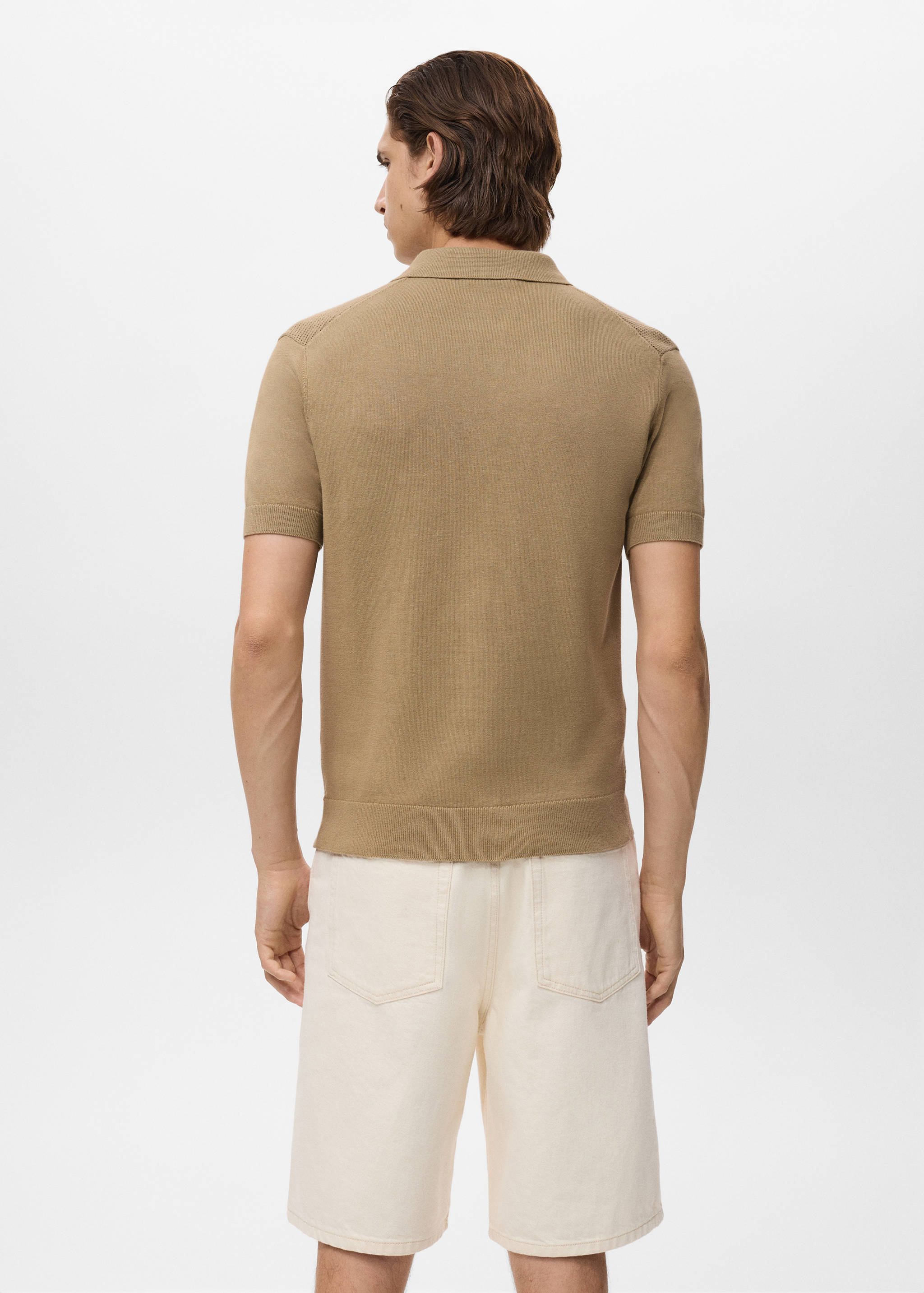 Knitted polo shirt with zipper and lace accents - Reverse of the article